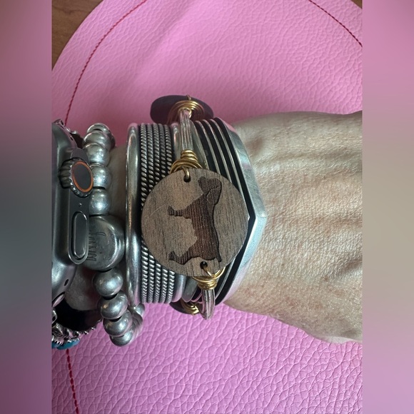 Boykin Spaniel Wood and Metal Bangle Bracelet - Picture 6 of 7